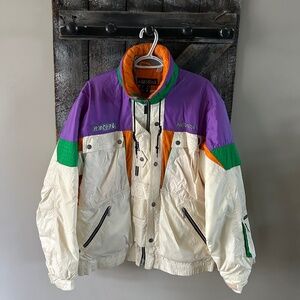 Men's Vintage Nevica Colour Block Full Zipper Jacket w/Hideaway Hood